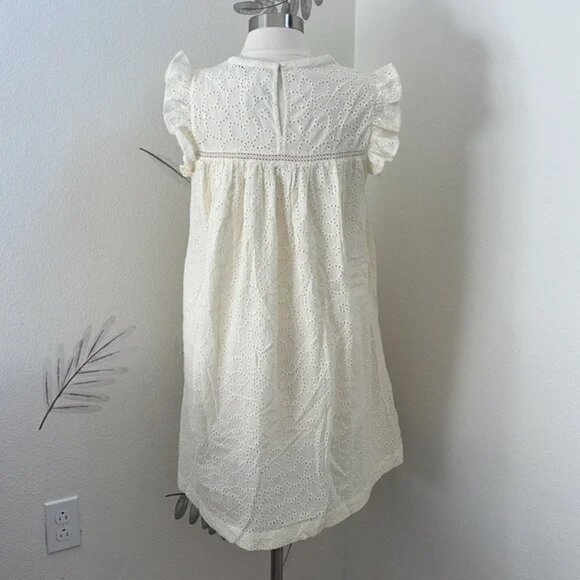 NEW Madewell Eyelet Ruffle-Sleeve Mini Dress M NWT Lighthouse $128 - Picture 3 of 10